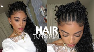 Easy Twisted Half Updo: Sleek Edges & Defined Curls | Step-by-Step Tutorial | jasmeannnn
