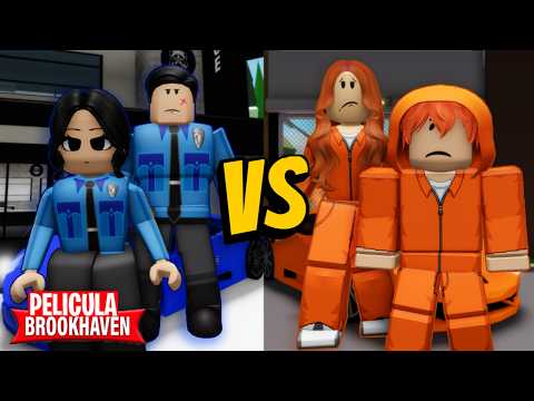 POLICIAS VS LADRONES 🩵🧡 BROOKHAVEN MINI PELICULA 🏡
