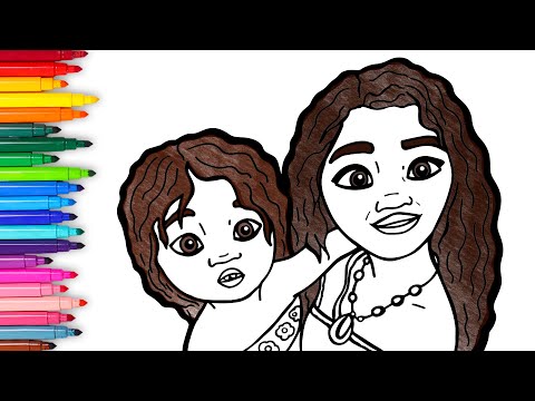 Dibuja y Colorea a MOANA con su hermana SIMEA 🌈🌊 Videos para niños