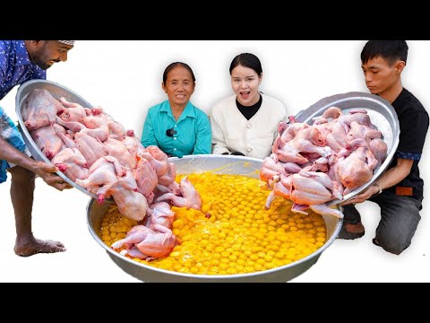 Bà Tân Vlog - Lần Đầu Làm Mâm Trứng Rán Thịt Gà Khổng Lồ Đãi Cả Làng