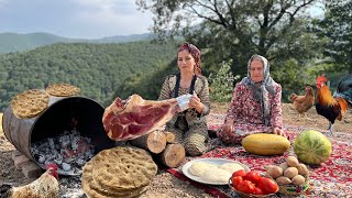 Cooking in the Village! Whole Lamb Leg & Bread Baked on a Barrel