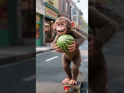 Monkey Steals a Watermelon — But Corgi, Orange Cat and the Shop Owner Team Up! 🐒🍉🐾