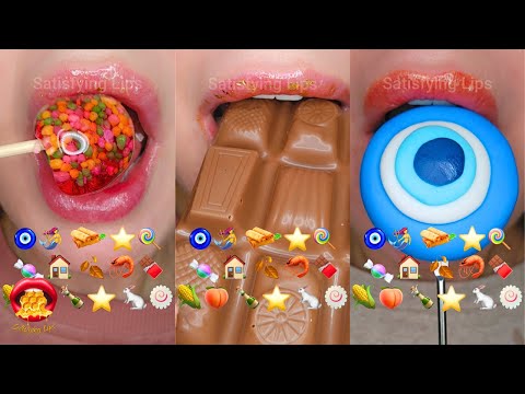 Emoji Food Challenge ASMR Satisfying WAX HONEY CANDY SPRING ROLLS Mukbang 먹방