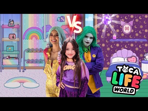 QUARTO ROXO E VERDE VS QUARTO COLORIDO ARCO IRIS NO TOCA LIFE (LADY JOKER VS RAPINA) BELINHA GAMES