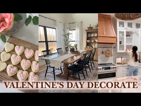 VALENTINE'S DAY DECORATE WITH ME | dining room refresh, sugar cookie recipe, and daily vlog