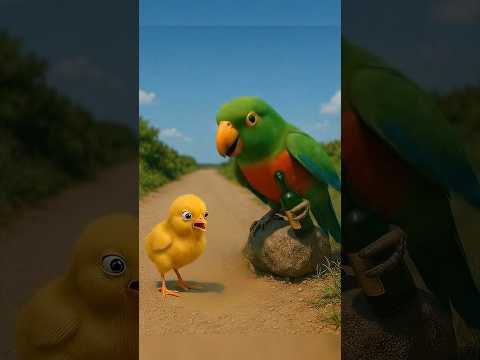 तोता ने मुर्गी के बच्चे से कर दिया वादा 😭😭😱 #shorts #chicken #parrot #crocodile