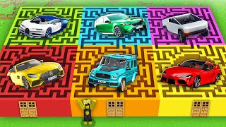 I SURVIVAL in SECRET MAZE with SUPERCARS in Minecraft ! RAREST CAR INSIDE MAZE !