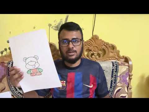 Let's color a picture of a sitting teddy bear together.| Bunty Bubly Comedy