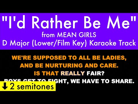 “I’d Rather Be Me” (Lower/Film Key) from Mean Girls (D Major) – Karaoke Track with Lyrics on Screen