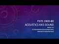 Sound Perception and Measurement Concepts