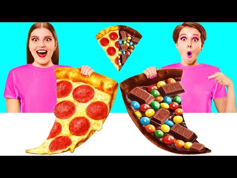 Real Food vs Chocolate Food Challenge | Eating Only Sweet 24 Hours by DaRaDa Challenge