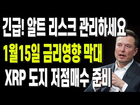 긴급! 알트 리스크 관리하세요 1월15일 금리영향 막대 XRP 도지 저점매수 준비