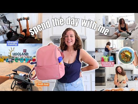 spend the day with me as a mom of 2 (cleaning, cooking, strength training, + thrift find!)