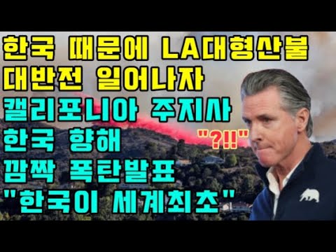 한국 때문에 LA대형산불 대반전 일어나자 캘리포니아 주지사 한국 향해 깜짝 폭탄발표 "한국이 세계 최초"