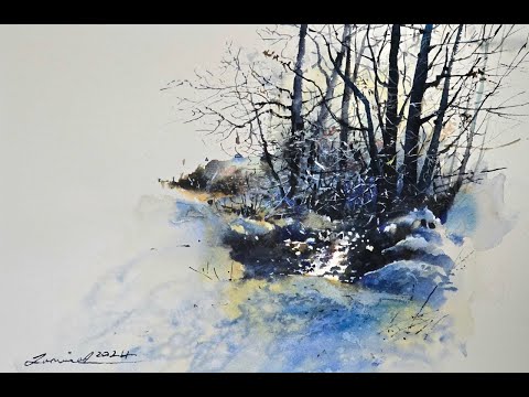 Watercolour painting tutorial : Whispers of Winter