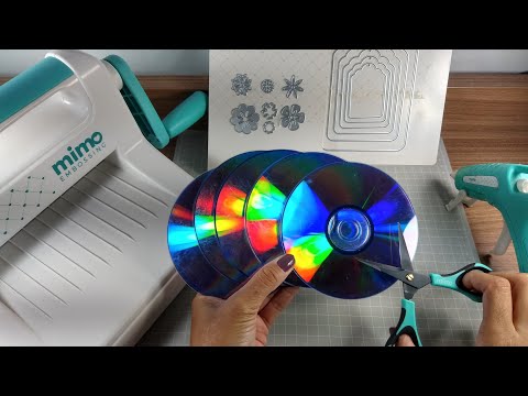 IDEIA INCRÍVEL COM CD RECICLADO USANDO A MÁQUINA MIMO EMBOSSING 💖✂️