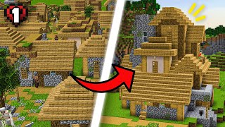I COMBINED a VILLAGE into ONE HOUSE in Hardcore Minecraft
