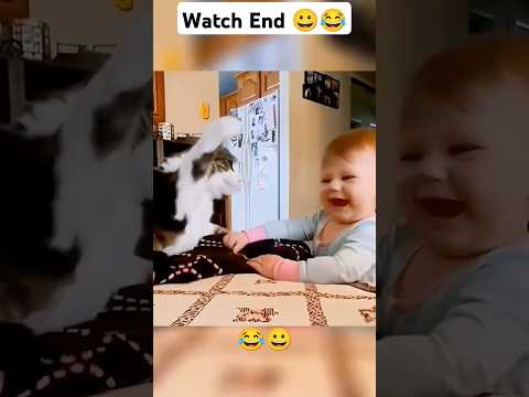 Cat vs baby funny videos 😂😁 #animalshorts #funny #catdogfuns #catvideos #pets #shortsvideo #shorts