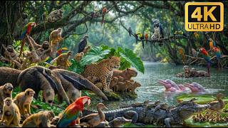 Relaxing Walk In The Amazon: Rain Sounds & Baby Animals With Mothers (4K ASMR)