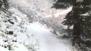 Hiking Hyalite Canyon in mini blizzard