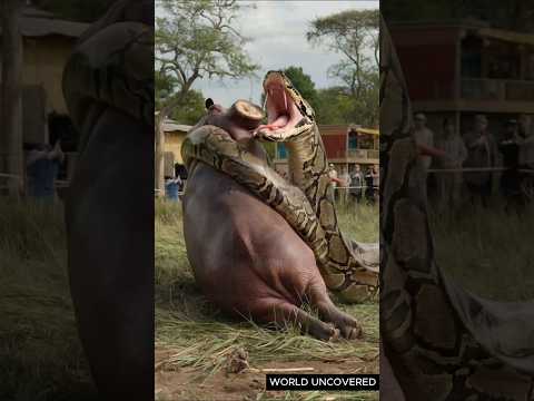 Massive Python vs Mighty Hippo! Who Will Win? #shorts