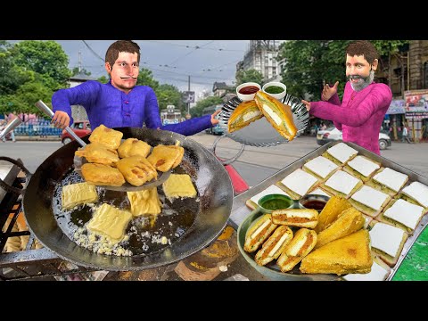 Paneer Bread Pakora Recipe Famous Paneer Sandwich Street Food Hindi Kahani Moral Stories New Comedy