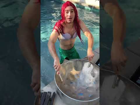 Ariel falls in the pool