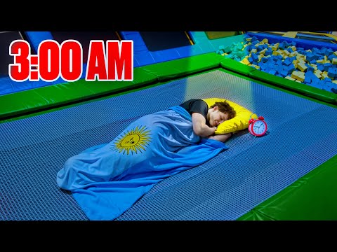 OVERNIGHT CHALLENGE in TRAMPOLINE GYMNASTICS PARK!