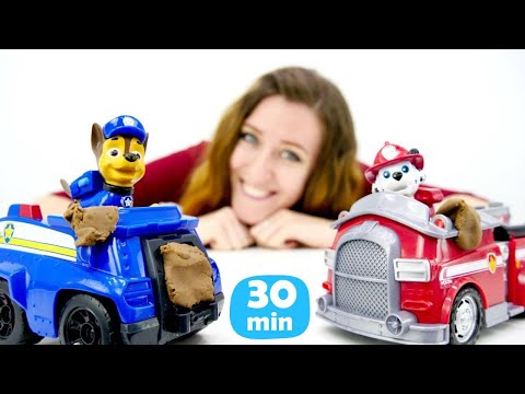 Los Paw Patrol lavan sus coches. Guardería Infantil de Ana en ¡Caja Mágica!