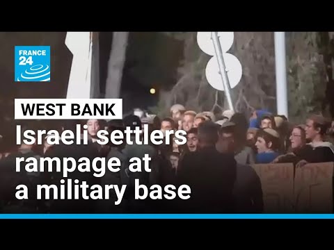 YouTube video thumbnail: Israeli Settlers Rampage at a Military Base in the West Bank