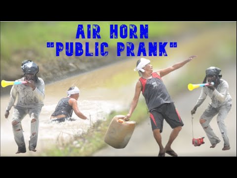 AIR HORN "PUBLIC PRANK" | napa talon sila sa ilog 😂😂