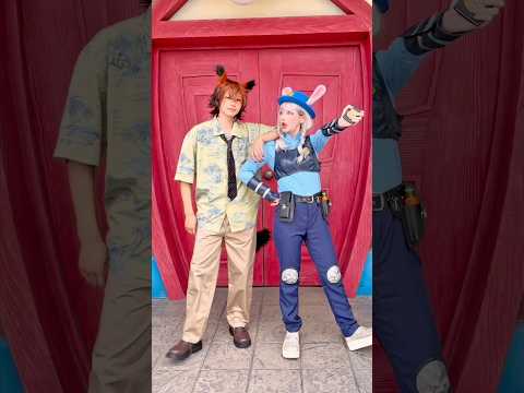 やりたかったズートピアあわせ🐰🚓🦊ジュディの再現、ネットで披露されてる素敵な動画を沢山参考にさせていただきました .. ♡キャラ合わせ幸せ.. #Dハロ仮装 #disney #shorts