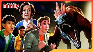 Pyroraptor Piazza Showdown | Jurassic World: Chaos Theory | Netflix Family