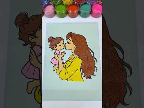 Sweet Mom & Baby ❤️✨ Sand Art Painting #shorts