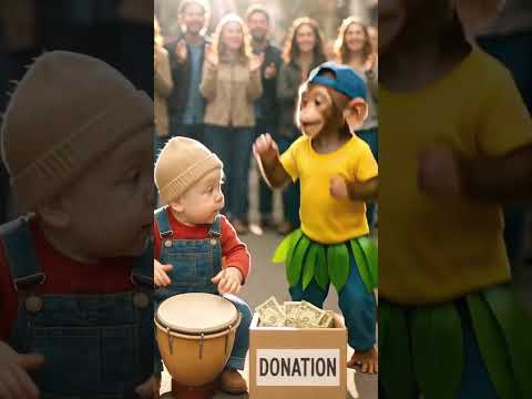 Cute Baby Drum Bajata Hai ๐ฅ Aur Monkey Baby Mast Dance Karta Hai ๐ | Street Performance โค๏ธ#BabyDance