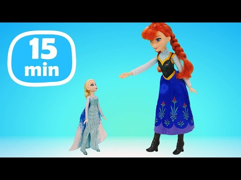 Le avventure delle bambole Elsa e Anna nel Mondo di Barbie! Video con le bambole per bambini