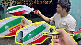 AirBursh Logo Castrol Edisi :  PLBT Pakai Block Sticker dan PenBrush