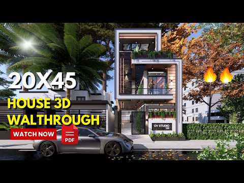 20x45 4bhk modern house plan | 6x14 Meters | House plan 3D Walkthrough || DV Studio