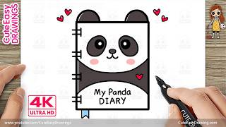 How to Draw a Cute Panda Diary | Easy Kawaii Drawing for Kids & Toddlers | 4K