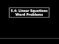 Solving 5 4 Linear Equations Word Problems