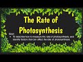 Photosynthesis Concepts and Measurements