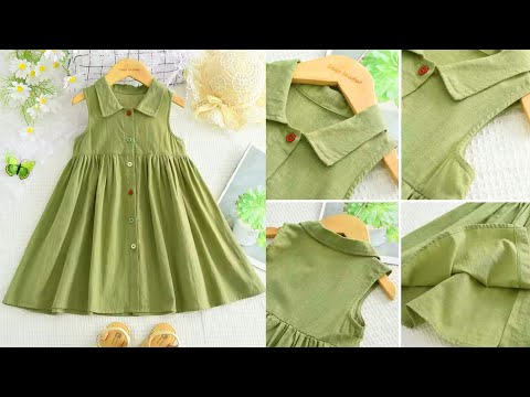 Stylish Baby Frock Cutting & Stitching | Easy DIY Shirt Collar Dress for Kids at Home