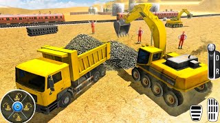 Train Build Railway Road Station 3D - Excavator JCB Construction Simulator - Android Gameplay