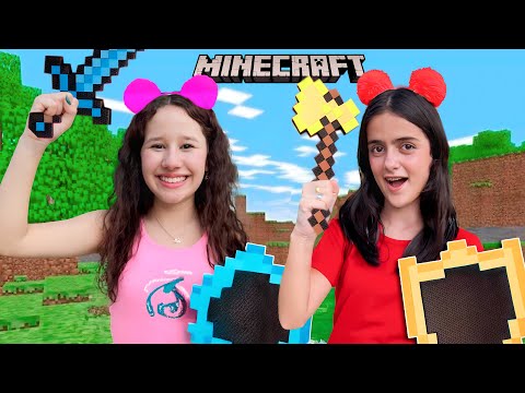 Valentina e Maria Clara brincam de MINECRAFT da vida real e Regras de Conduta