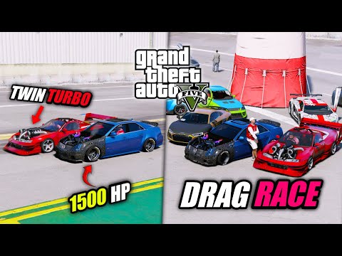 BALAPAN DRAG DI GTA 5 !! GOKIL INI MOBIL PALING KENCENG DI LOS SANTOS GTA 5 MOD