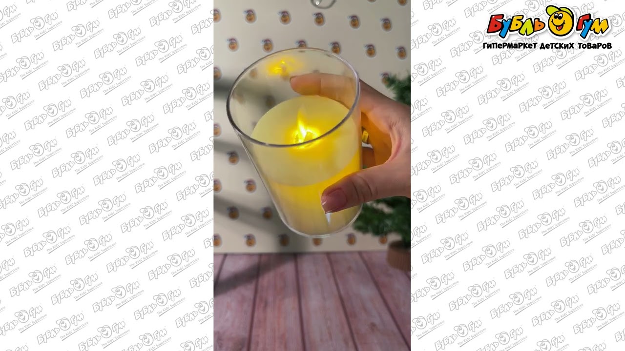 Свеча светодиодная в стакане дрожащее пламя 12,5см - видео