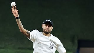 Neymar tossed the first pitch for the Miami Marlins on Opening Day.