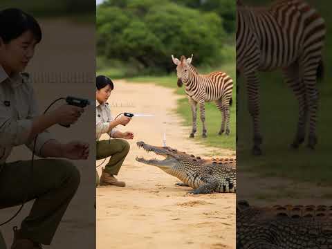A lone ranger fights to save a zebra from a relentless crocodile.