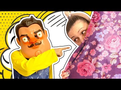ПРЯТКИ с Соседом! Амелька Карамелька переоделась в Привет Сосед! Умеют ли мама и Папа прятаться?
