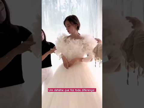 Vestido de Noivas com Renda, plumas e Brilho Elegantes  #vestidosdenoiva #noivas
